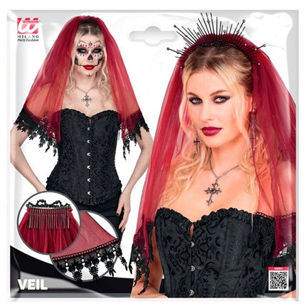 Velo de Halloween rojo y negro
