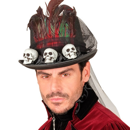 Sombrero de Halloween Alto con Calaveras