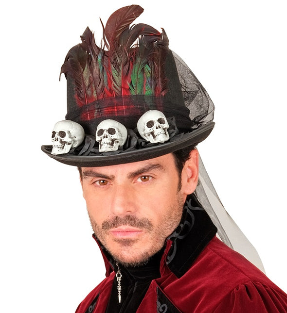 Sombrero de Halloween Alto con Calaveras