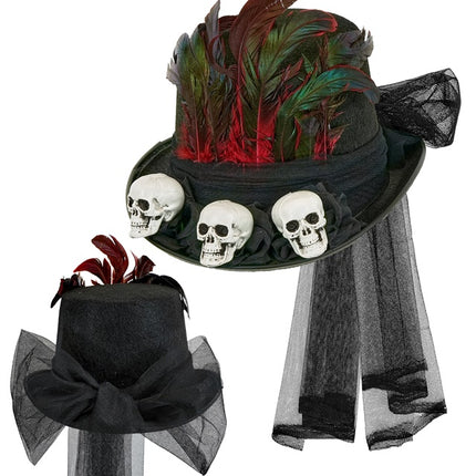 Sombrero de Halloween Alto con Calaveras
