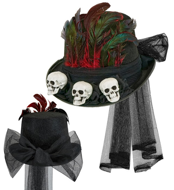 Sombrero de Halloween Alto con Calaveras