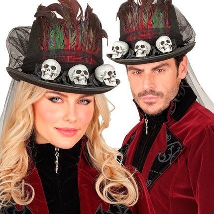 Sombrero de Halloween Alto con Calaveras