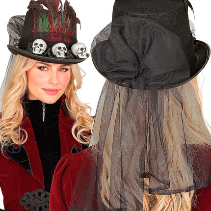 Sombrero de Halloween Alto con Calaveras