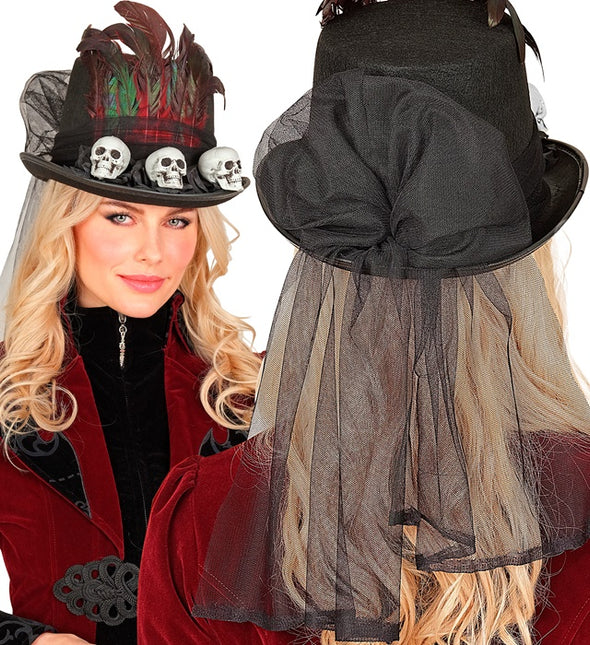 Sombrero de Halloween Alto con Calaveras