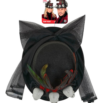 Sombrero de Halloween Alto con Calaveras