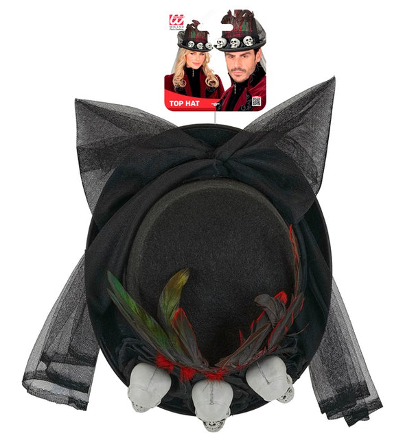 Sombrero de Halloween Alto con Calaveras