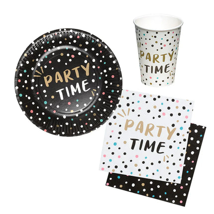 Juego de mesa «Party time» (6 platitos, 6 vasitos, 12 servilletas)