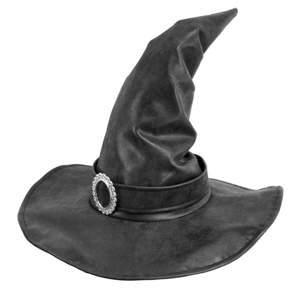 Sombrero negro de bruja con hebilla
