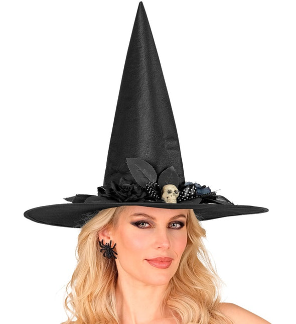 Sombrero de Bruja Negro con Calavera
