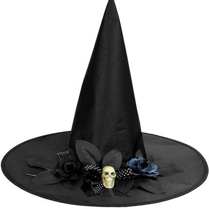 Sombrero de Bruja Negro con Calavera