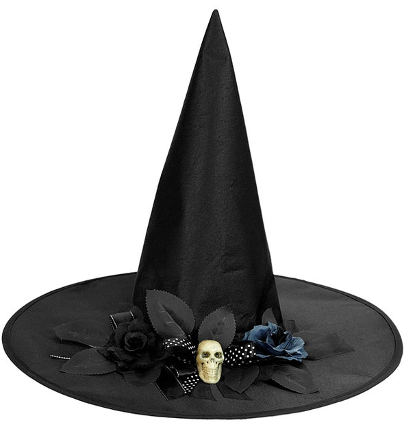 Sombrero de Bruja Negro con Calavera