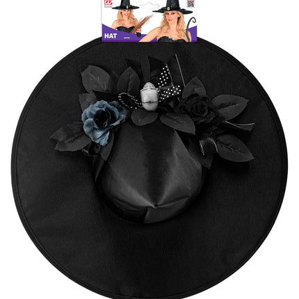 Sombrero de Bruja Negro con Calavera