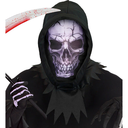 Máscara de calavera negra con capucha