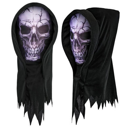 Máscara de calavera negra con capucha