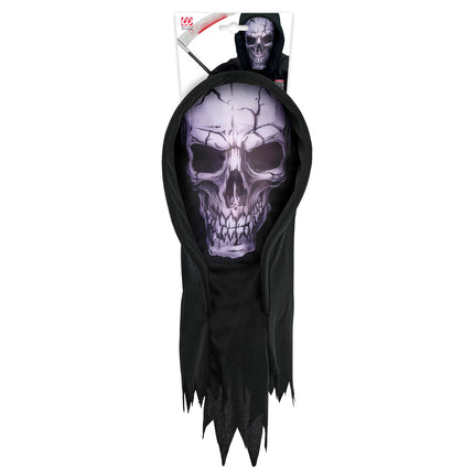 Máscara de calavera negra con capucha