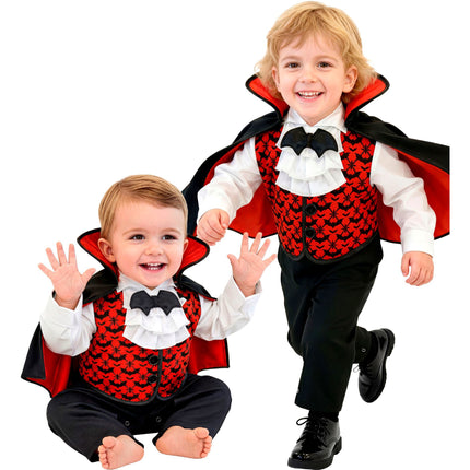 Disfraz de vampiro rojo y negro para bebé