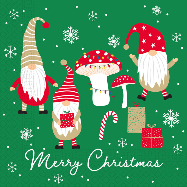 Servilletas de Navidad Gnomos Feliz Navidad 3 Capas 33cm 20pcs