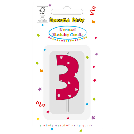 vela 3 Años Rosa