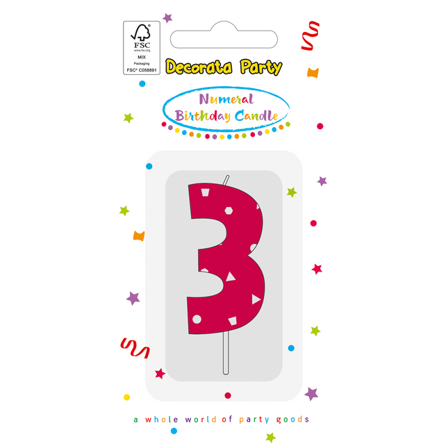 vela 3 Años Rosa