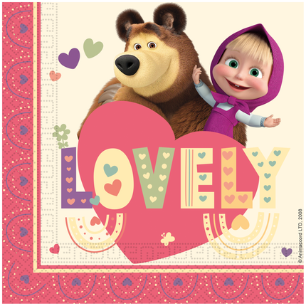 Masha y el Oso Servilletas de Colores 33cm 20uds