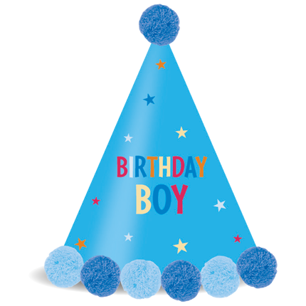 Party Essentials Fsc Sombrero De Papel Con Pom Pom Azul 1St