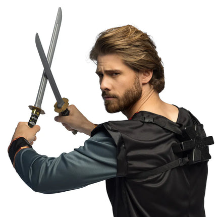 Juego de 2 espadas ninja con soporte (52 cm)