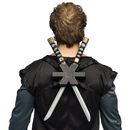 Juego de 2 espadas ninja con soporte (52 cm)
