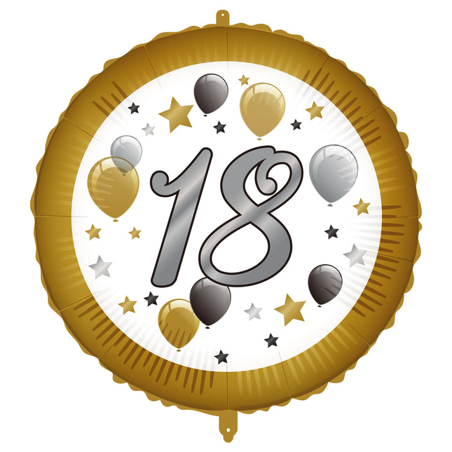 18 Años Globo de Helio Oro Blanco Vacío 46cm