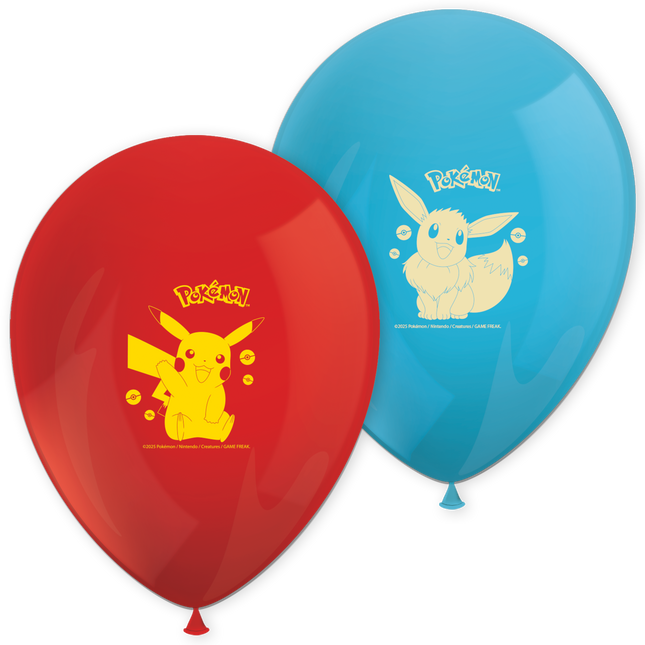 Globos Pokemon Azul Rojo 8pcs