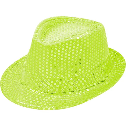 Sombrero verde neón con purpurina