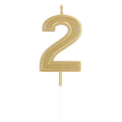 Vela Elegant «2» dorada con palito (3 x 4,2 x 0,7 cm)