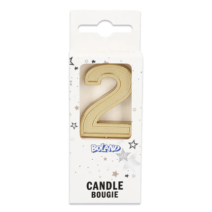 Vela Elegant «2» dorada con palito (3 x 4,2 x 0,7 cm)