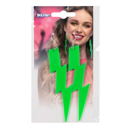 Par de pendientes Flash verde neón UV