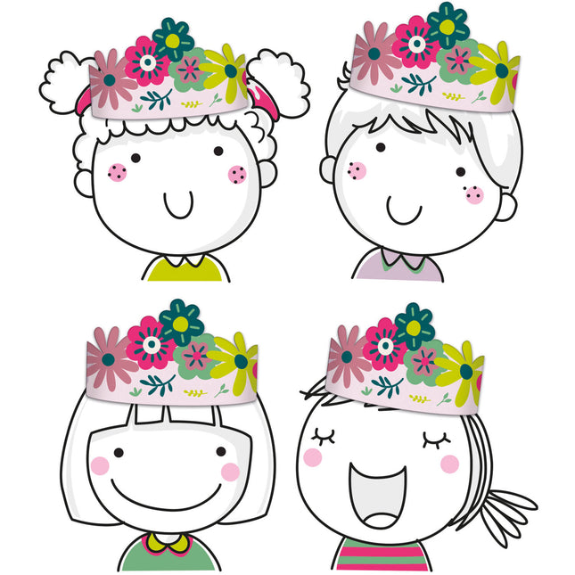Flores Corona Papel de Colores 6uds