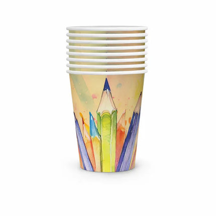 Vasos de papel «Vuelta al cole», 250 ml, 8 unidades