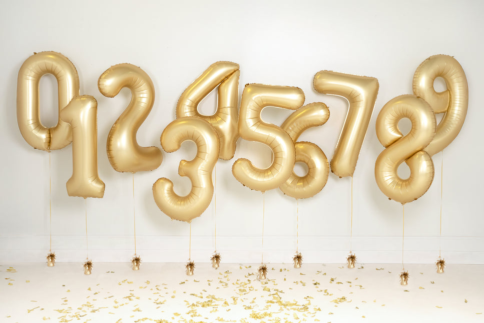 0 Año Figura Globo Oro Satinado Foil Vacío 86cm