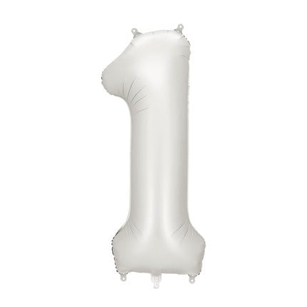 Globo Figura 1 Año Plata Satinado Foil Vacío 86cm