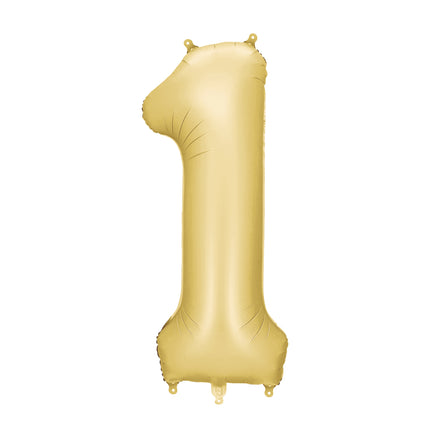 1 Año Figura Globo Oro Satinado Foil Vacío 86cm