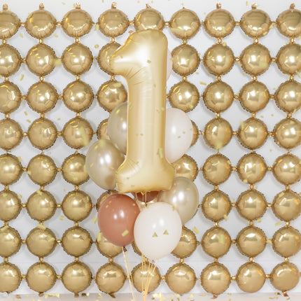 1 Año Figura Globo Oro Satinado Foil Vacío 86cm