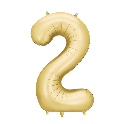 Globo Figura 2 Años Oro Satinado Foil Vacío 86cm