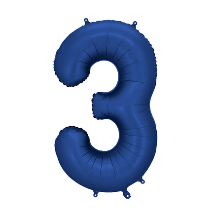 Globo Figura 3 Años Azul Satinado Foil Vacío 86cm