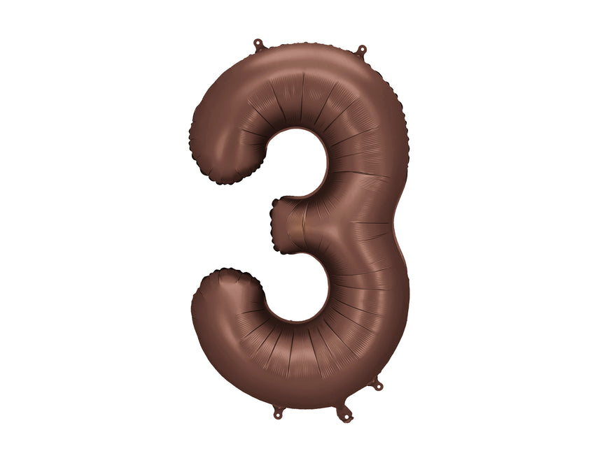Globo Figura 3 Años Marrón Vacío 86cm