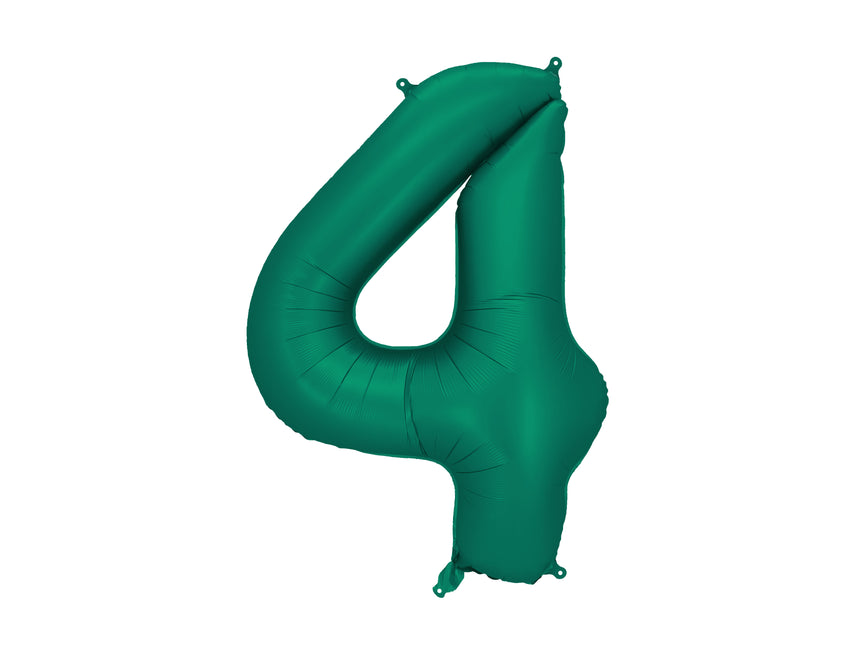 Figura 4 Años Globo Verde Foil Vacío 86cm