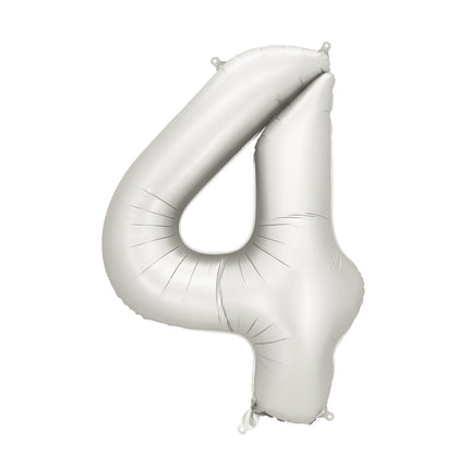 Globo Figura 4 Años Plata Satinado Foil Vacío 86cm