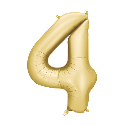Globo Figura 4 Años Oro Satinado Foil Vacío 86cm