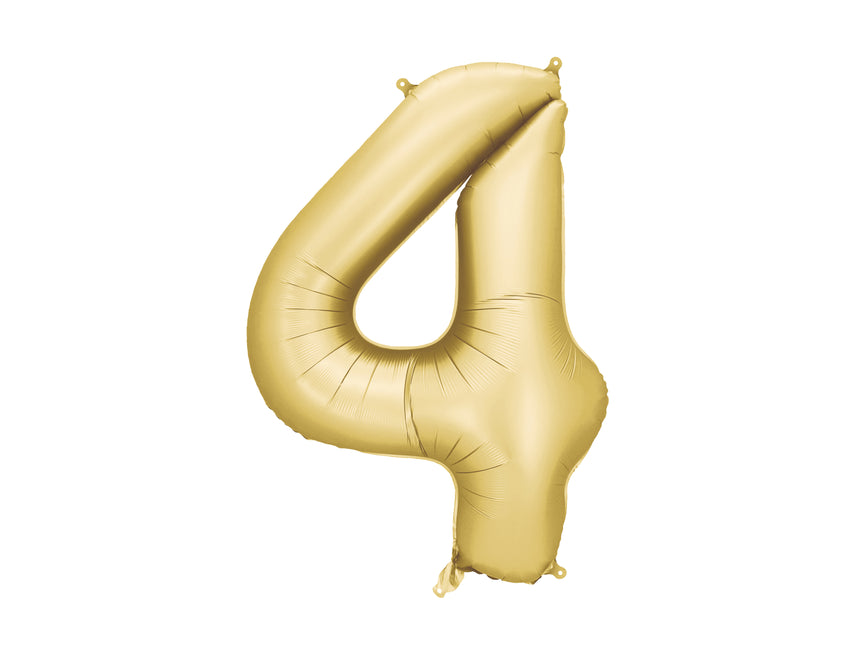 Globo Figura 4 Años Oro Satinado Foil Vacío 86cm