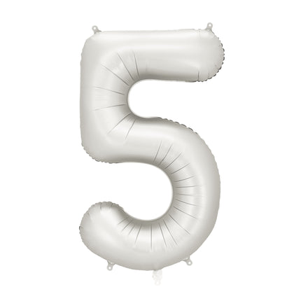 Globo Figura 5 Años Plata Satinado Foil Vacío 86cm
