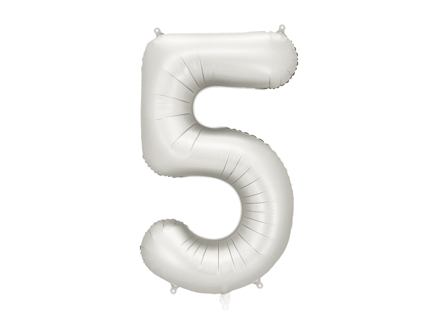 Globo Figura 5 Años Plata Satinado Foil Vacío 86cm