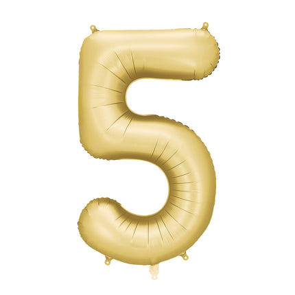 Globo Figura 5 Años Oro Satinado Foil Vacío 86cm