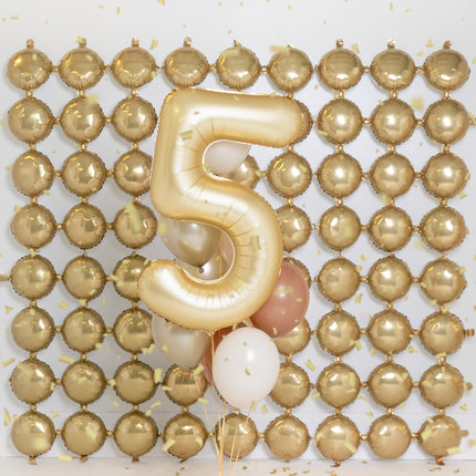 Globo Figura 5 Años Oro Satinado Foil Vacío 86cm